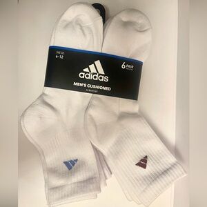 Adidas Men's Cushioned Crew Socks - White with multi color Accents